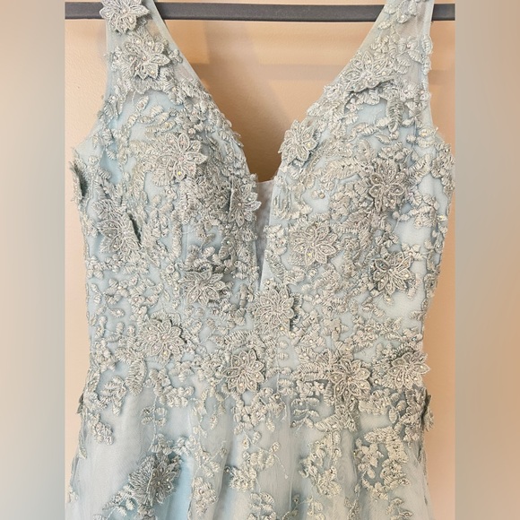 XSCAPE dress, David’s Bridal. Very form fitting around waist, ball gown style. - Picture 3 of 8